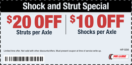 Shock & Strut Special, $20 Off Struts or $10 Off Shocks Per Axle
