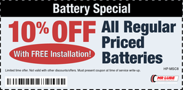 10% OFF All Regular Priced Batteries