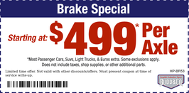 Brake Special Starting at $499 per Axle
