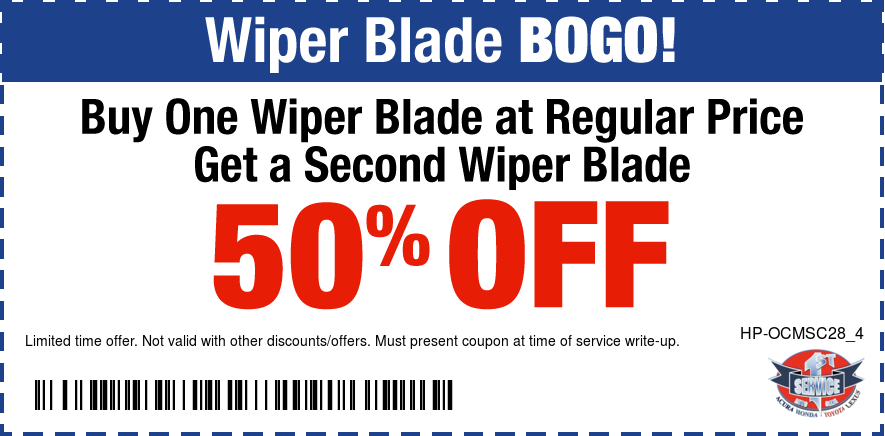 Wiper Blades BOGO Buy One Reg Price Get Second 50% OFF
