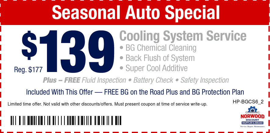 Seasonal Auto Special $139 BG Cooling System Flush