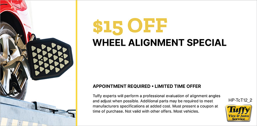 $15 OFF Wheel Alignment