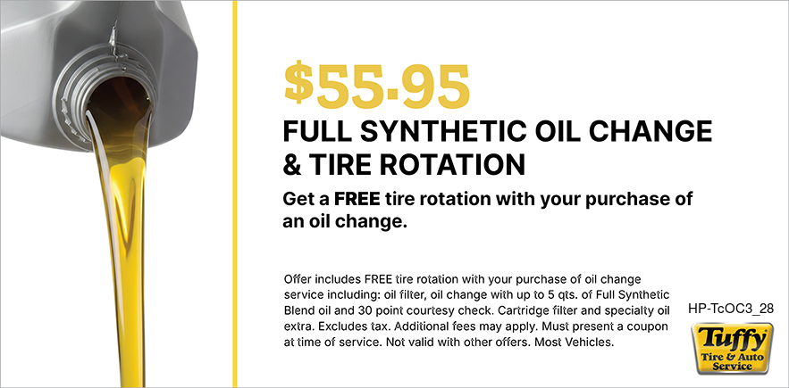 Full Snthetic Oil Change & Tire Rotation $55.95 W/FREE Tire Rotation