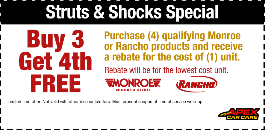 Buy 3 Get 4th Free Monroe or Rancho Products Rebate