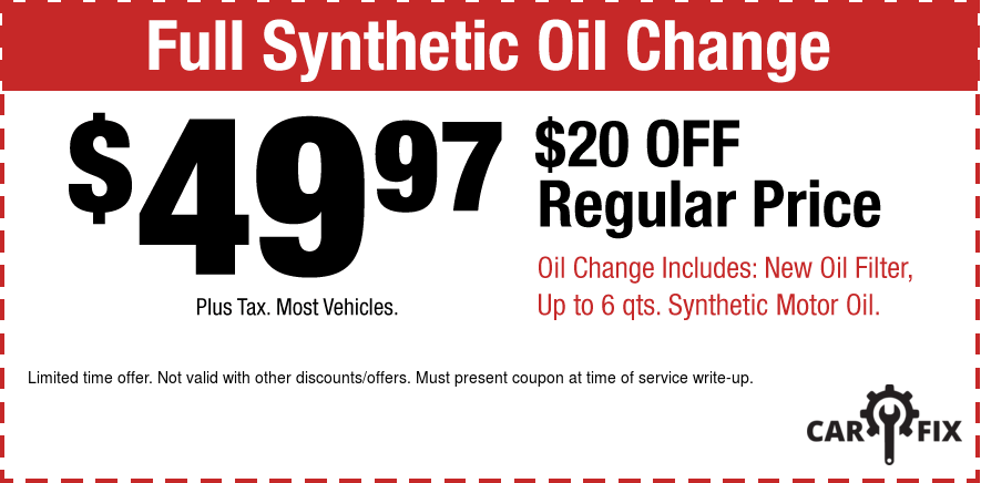 Full Synthetic Oil Change $49.97 ($20 OFF Reg Price)
