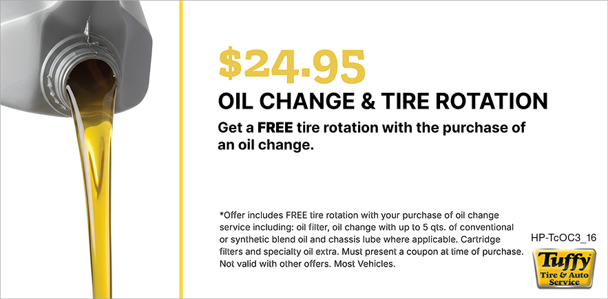 Free Tire Rotate W/Purch. of Oil Change $24.95
