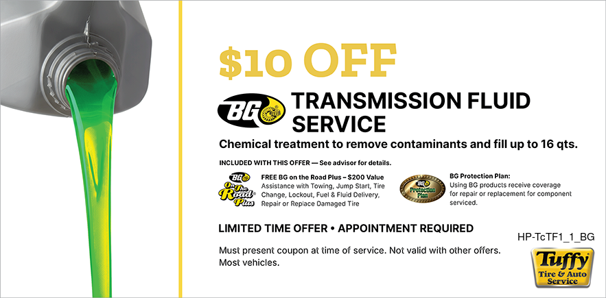 $10 OFF BG Transmission Fluid Service