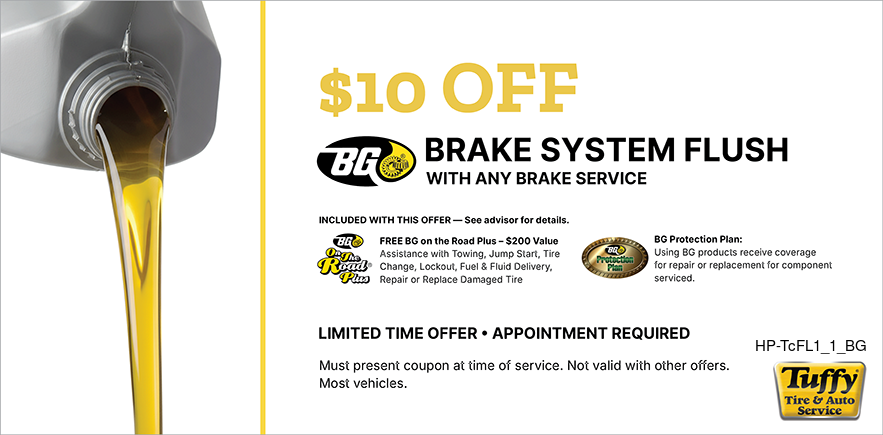 BG $10 OFF Brake System Flush W/Any Brake Service