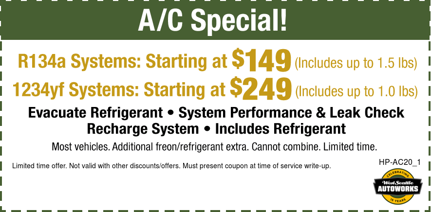 A/C Special Evac. Refrigerant/Performance Check/Recharge