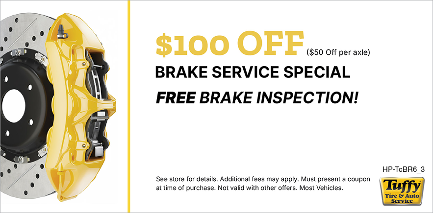 $100 OFF Brake Service Special ($50 OFF per axle) W/Free Brake Inspection