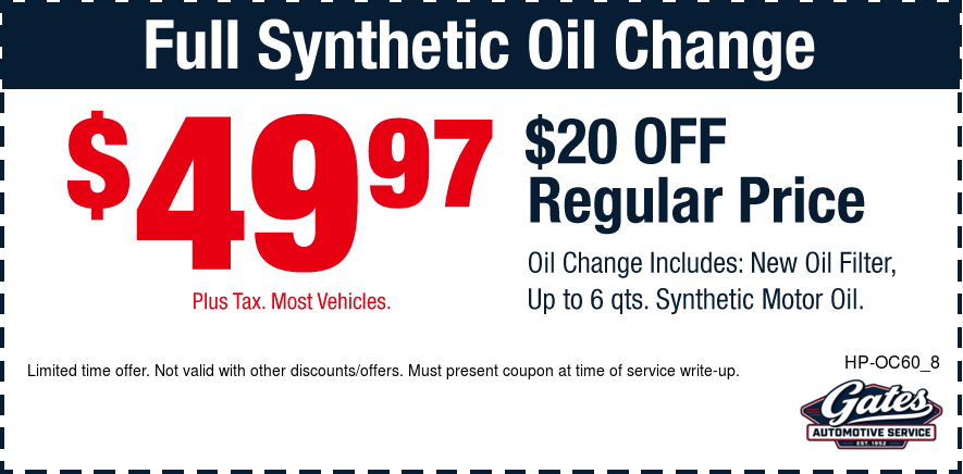 Full Synthetic Oil Change $49.97 ($20 OFF Reg Price)