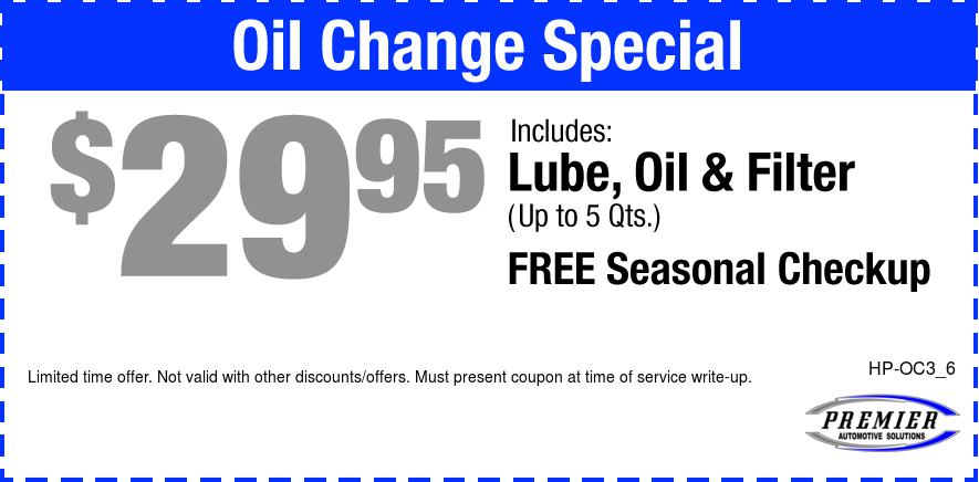 $29.95 Oil Change Plus Seasonal Checkup