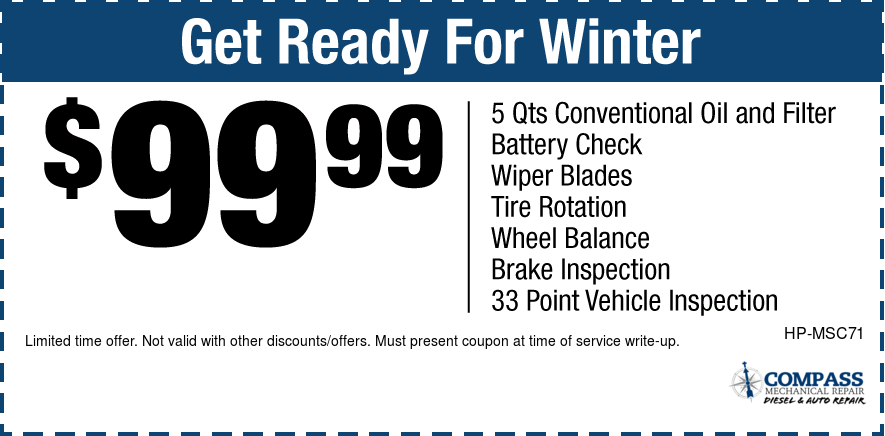 Get Ready for Winter $99.99 Oil Change Plus MORE
