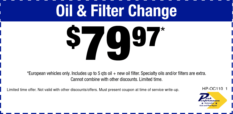 $79.97 Oil & Filter Change