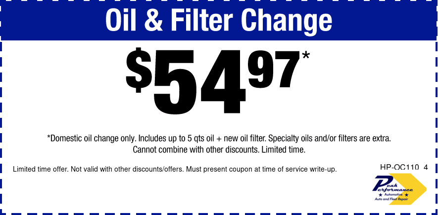 $54.97 Oil & Filter Change
