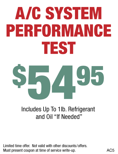 A/C System Performance Test $54.95