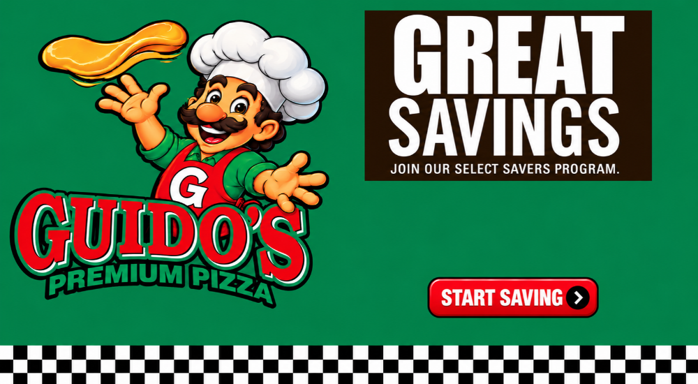Guido's Premium Pizza sign up for email specials