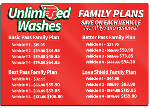 Unlimited Washes Family Plans