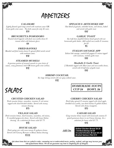 Vic's Casual Dining Appetizer menu