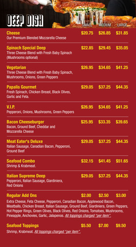 Deep Dish Pizza - PizzaPapalis