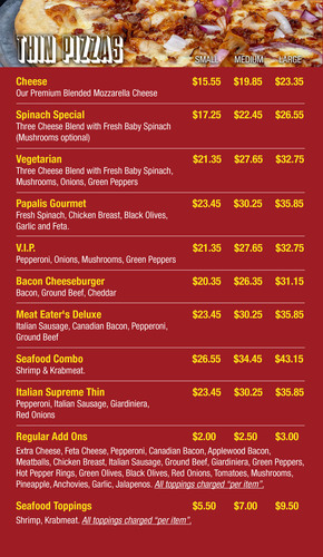 Thin Pizzas - PizzaPapalis 